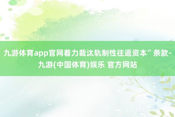 九游体育app官网着力裁汰轨制性往返资本”条款-九游(中国体育)娱乐 官方网站